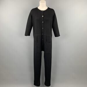SISTER Size M Black Knit Patch Pocket Overalls